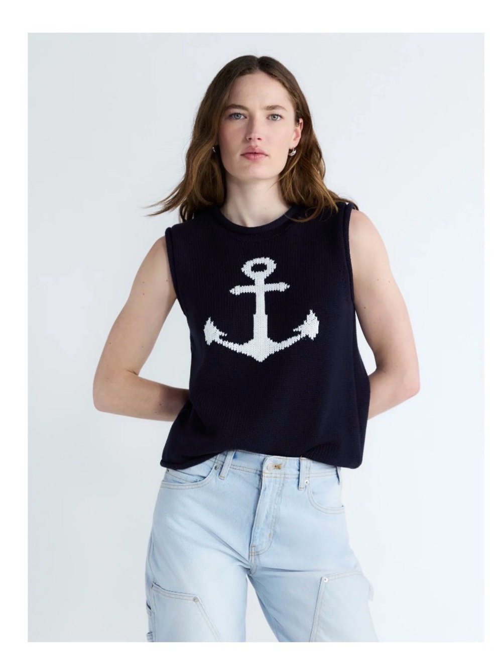 Free Assembly Women’s Roll Neck Sleeveless Cotton Sweater
